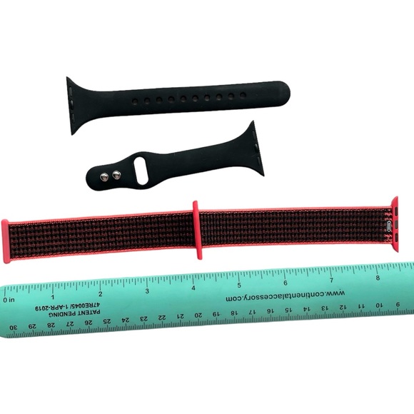 NEW Apple Watch Bands Nylon Sport Loop Thin Silicone 38 40 41mm S/M Black Coral - Picture 5 of 8